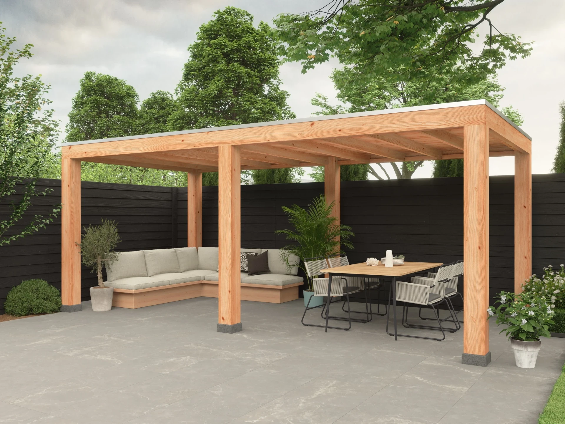 Douglas overkapping, 750 x 400, met achterwand, Westwood Modern - Afbeelding 2